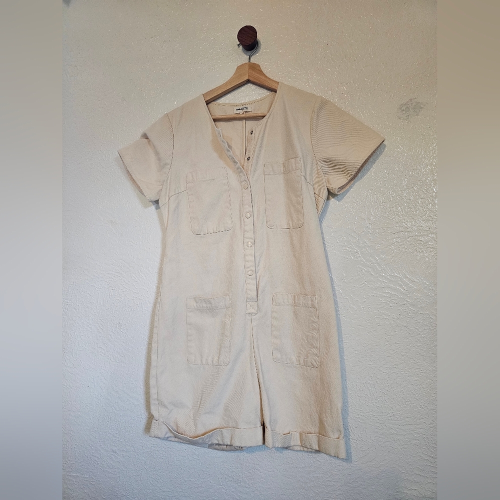 Roolee Cream Button-Up Jumpsuit